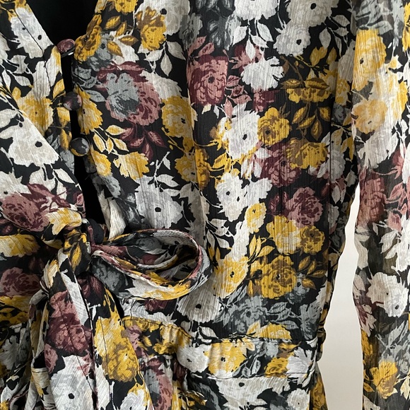 NEW Abercrombie and Fitch Ruffle Hem Midi Dress black floral NWT with scrunchie - Picture 11 of 12